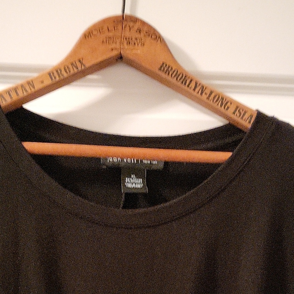 Joan Vass Black Tie Front Relaxed Blouse - Picture 3 of 6